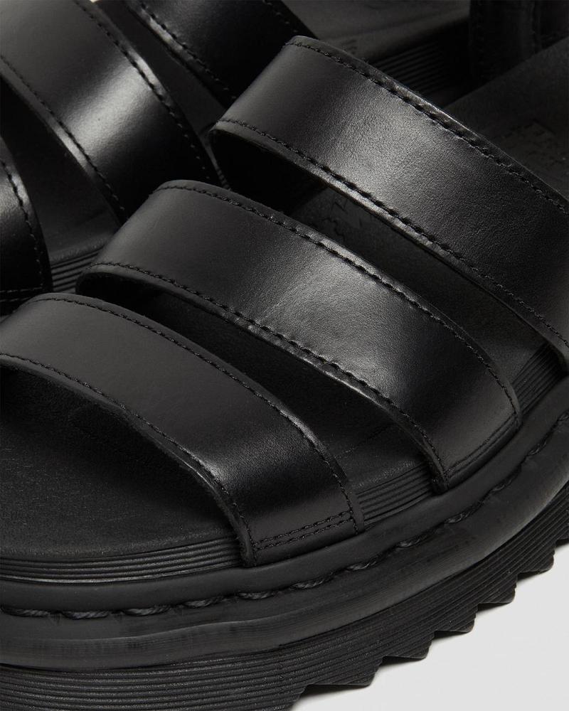 Women's Dr Martens Blaire Brando Leather Strap Sandals Black | AU 323WNB